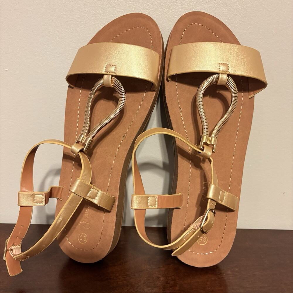 Women’s Jessica Carlyle Gold Open Toe Sandals 8.5